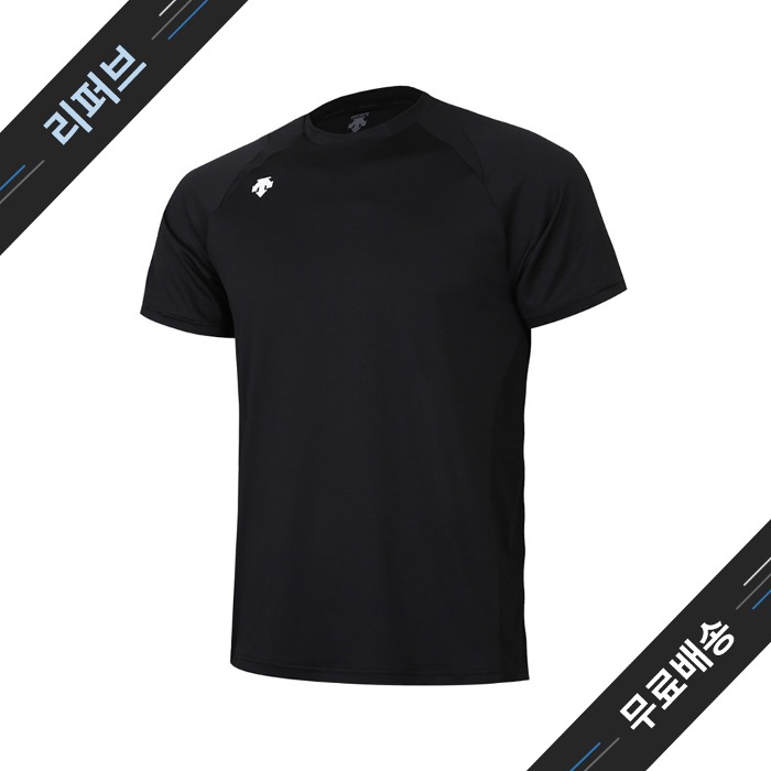 [리퍼브상품] [데상트] 에센셜 반팔 티셔츠 블랙 - 090(S).105(XL) 사이즈